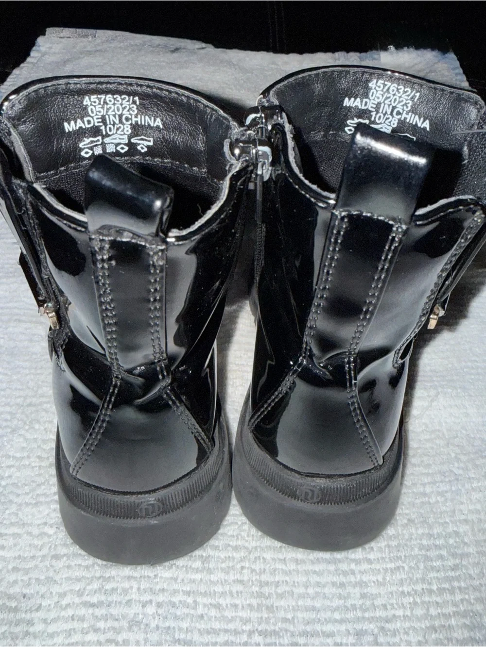 River Island Black Patent Platform Chelsea Booties